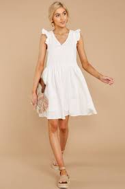 Darling White Shift Dress Short Ruffled Sundress Dress 46 00 Red Dress Boutique White Short Dress Summer Dresses Fashion