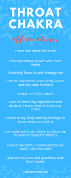 A balanced throat chakra helps to set us free from the fear of judgement or need for approval from others. 10 Powerful Throat Chakra Affirmations For Balancing Your Fifth Chakra The Path Provides Chakra Affirmations Throat Chakra Healing Chakra Mantra