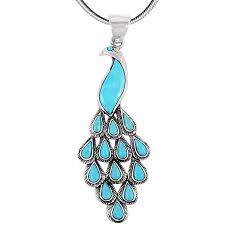 Peacock In Turquoise Pendant Necklace 925 Sterling Silver Genuine Turquoise Beautiful Piece Of In 2020 Gemstone Necklace Pendant Gemstone Pendant Turquoise Pendant