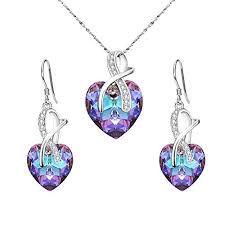 Modeschmuck set armkettchen und ohrstecker. Clearine Damen Schmuckset 925 Sterling Silber Hochzeit Cz Unendlichkeit Herz Von Der See Kristall Kristall Kette Ohrringe Schmuck Set Amethystfarben Meineinkauf Ch
