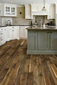 Love The Floors And Combo With The White Cabinets Although I Would Go A Bit More Rustic With Destroyed Off White Cabinets Home Dream Kitchen Sweet Home