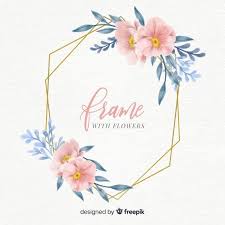 Watercolor Floral Frame With Golden Geom Free Vector Freepik Freevector Flower Frame Watercolor Floral In 2020 Floral Watercolor Flower Frame Free Graphics