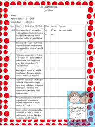 An Example Of An Easy To Use Data Record Sheet Based On Iep Goals And Objectives Iep Goals Special Education Life Skills Classroom