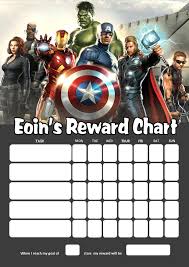 Personalised Avengers Reward Chart Adding Photo Option Available