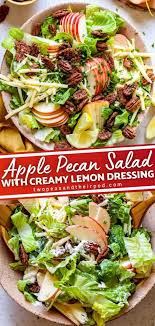 Sharon asksâ¦whats is a good starter salad for a dinner party?nothing with exotic flavours like goat cheese for example, no bitter greens, and please no friuts or nuts! Apple Pecan Salad With Creamy Lemon Dressing Dinner Party Salad Salad Side Dishes Healthy Salad Recipes