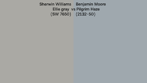 Sherwin Williams Ellie gray (SW 7650) vs Benjamin Moore Pilgrim Haze  (2132-50) side by side comparison