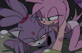 365803 - suggestive, artist:sonslivshad, amy rose (sonic), blaze the cat ( sonic), cat, eulipotyphlan, feline, fictional species, hedgehog, mammal,  mobian, anthro, sega, sonic the hedgehog (series), all fours,  anthroanthro, bed, bedroom eyes, blazamy (