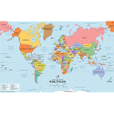 El mapa está impreso en papel especial de 200 grs, y se envía, gratis, a la península, baleares y canarias, en un tubo de cartón. Mapamundi Politico Con Paises En Espanol 91 Cm De Ancho X 57 7 Cm De Alto Amazon Es Oficina Y Papeleria