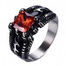 Gorgeous Retro Stone Badass Ring Rubyweddingring Rings For Men Gothic Engagement Ring Titanium Steel Rings