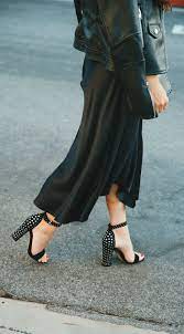 Slip Dress Leather Moto Jacket Andee Layne Leather Dresses Slip Dress Studded Heels