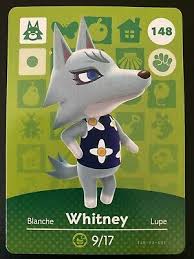 Jun 10, 2016 · animal crossing is filled with characters who have lots of humor and personality, and now you can get to know them better with amiibo cards. Brand New Authentic Whitney 148 Animal Crossing Amiibo Card Never Scanned Ebay