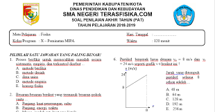 Sep 19, 2020 · makalah materi soal fisika kelas 10 diterangkan mulai dari pelajaran sd, smp, atau sma plus min, mts, ma dan smk lengkap dengan contoh soal dan jawabannya Download Soal Pat Ukk Fisika Kelas X Kurikulum 2013 Tahun Pelajaran 2018 2019 Teras Fisika