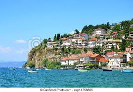 Makedonska pravoslavna crkva (mpc)), is the largest christian church in north macedonia. See Ohrid Macedonia Stadt Ohrid Altes See Hintergrund Canstock