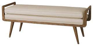 Enliven your decor with this collection. Lucas Long Bench Beige Leather Midcentury Upholstered Benches By Hedgeapple Houzz