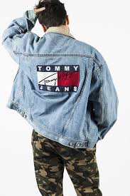 Tommy hilfiger hudson fit homme w30/l34 extensible lapis bas jeans taille. Vintage 90s Tommy Hilfiger Big Flag Denim Jacket Sz Xxl Unfaded Era Tommy Hilfiger Fashion 90s Fashion Men Hilfiger Denim