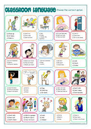 Classroom Language Multiple Choice English Esl Worksheets Classroom Language Classroom Commands English Lessons For Kids