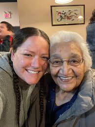 My mother LIZ Daniels', grandfather married kokum. She will always be my  chapon regardless of blood. She was my mosom Lawrence "Broxy" Morin's  stepmother. We don't use formalities. Here She is with