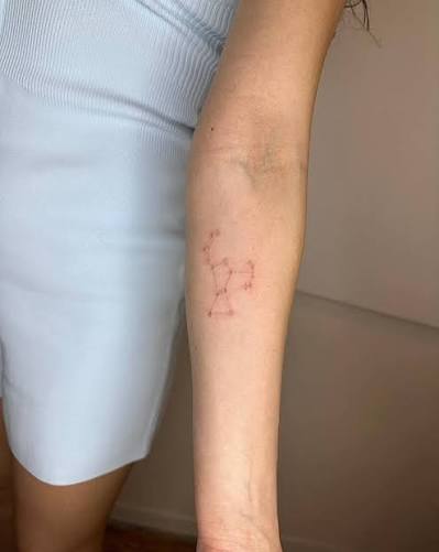 Single needle Orion constellation tattoo located on the