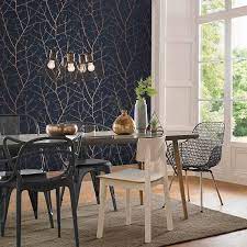 Boreas Wallpaper In Midnight From The Exclusives Collection By Graham Dining Room Wallpaper Wallpaper Living Room Home Wallpaper