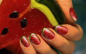 Арбуз на ногтях - летний фруктовый маникюр с арбузом | Капля красоты | Дзен