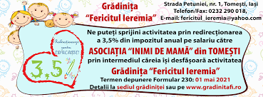 Redirectioneaza 3 5 Din Impozitul Pe Venit Pentru Educatie GrÄƒdiniÈ›a Fericitul Ieremia TomeÈ™ti