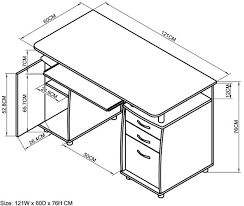 Office Desk Size Standard Computer Desk Dimensions Top Square Length 121 Cm Wide 60 Cm Bottom Flat Leg Circle Drawe Desk Dimensions Desk Size Office Table Desk