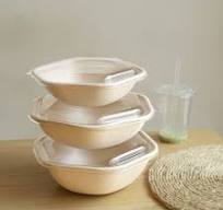 750ml Disposable Hexagon Sugarcane Bagasse Bowl with Lid