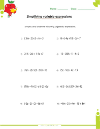 Algebraic Expressions Pdf Printable Worksheets With Integers Algebraic Expressions Simplifying Algebraic Expressions Polynomials