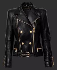 Black And Gold Motorcycle Jacket Haute Couture Leather Cool Crisp Lapel Super Heavy Double Gold Zippers Buckle Leath Black Leather Biker Jacket Leather Moto Jacket Womens Leather Jackets Women