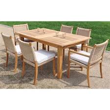 Shop authenteak outdoor dining chairs for the best selection of patio seating. Kingsley Bate Hudson Coastal Beach Woven Wicker Teak Outdoor Dining Side Chair With White Cushion Kathy Kuo Home