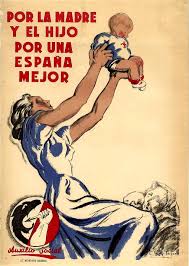 Affiche de propagande guerre civile espagnole. Por La Madre Y El Hijo Por Una Espana Mejor Original Poster Barcelona
