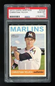 For some of the best sports card auctions currently listed ending today, check out our daily auctions page, which is updated frequently! Christian Yelich 2013 Topps Heritage H536 Rc Rookie Psa 10 Gem Mint Marlins Psa10 Sportscards Collecting Christian Yelich Christian Sports Cards