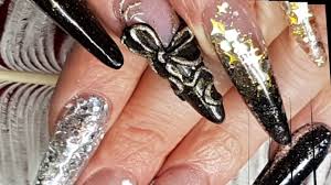 I can nearly observe every one of you lovelies raising them. My Nails Black Gold Silver Acrylic Russian Almond Sculpted Nails Youtube