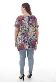 Zerdocean Women Plus Size Printed Short Sleeves Tunic Tops