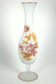 Pair this vase with your favorite faux floral for the perfect finishing touch. Vintage Antique Vase W Lid Gold Trim Milky White Frosted Glass Flowers Free Shipping 49 99 Glass Flowers Antique Vase Vase