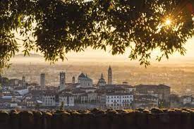 Bergamo Lombardy Italy High Angle View Over Upper Town Citta Alta At Sunrise Photographic Print Marco Bottigelli Art Com Bergamo Lombardy Photographic Print