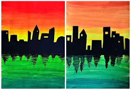 Skyline On Color Gradations Elementary Art Projects Homeschool Art Learn Art