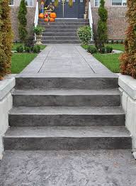 Not only does a concrete driveway last longer and require less maintenance than most other paving materials, it can help boost the resale value of your home by adding curb appeal. Stamped Concrete Stairs Concrete Patio Front Door Steps Deck Over Concrete Patio