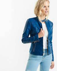 Blue Double Peplum Minus The Leather Jacket Blue Leather Jacket Peplum Leather Jacket Jackets