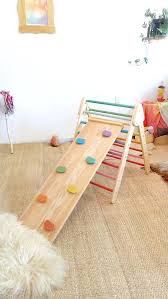 Foldable Climbing Pikler Triangle And Wall Rock Board Wood Slide Climbing Structure For Babies And Toddlers Pikler Dreieck Kletterdreieck Kinder Zimmer