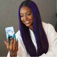Image Result For Justine Skye Blue Nails Hair Styles Weave Hairstyles Purple Hair