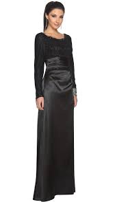 Maria Long Sleeve Silk Modest Formal Evening Dress Black Black Evening Dresses Girls Formal Dresses Formal Dresses Long