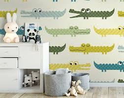 Funny Crocodile Removable Wallpaper Wall2stick Removable Wallpaper Kids Wallpaper Nursery Wallpaper