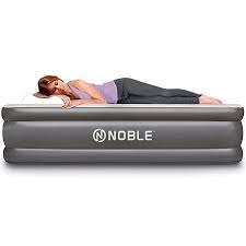 Noble Queen Size Comfort Double High Raised Air Mattress Top Inflatable Airbed With Built In Pump Air Mattress Air Mattress Camping Inflatable Air Mattress