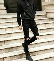 Find comfortable and versatile black hoodie outfit at bargain prices. Ceo Vs School Girl Chk X Ksj Black Hoodie Men Black Hoodie Outfit Black Sweatshirt Outfit