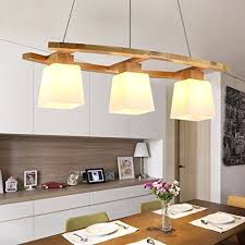 Zmh Led Pendelleuchte Esstisch Deckenleuchte Aus Holz Und Glasschirm Hangeleuchte Hohenverstellbar Pendellampe Han Pendelleuchte Esstisch Wohnzimmerlampe Lampe
