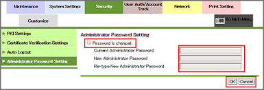 Power switch outside the machine and power key on the control panel. Pagescope Web Connection Administrator Password Setting