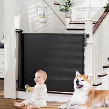 KIWDZFU 34 H x 54 W Retractable Baby/Dog Gate for Stairs and Doorways  Indoor Outdoor Use with Adjustable Fence Panel Black Steel SA0522195 - The  Home Depot