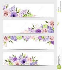 Web Banners With Pink Purple And White Roses And Lilac Flowers Vector Eps 10 Download From Purple And White Flowers Flower Phone Wallpaper Floral Banners