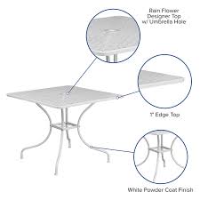 Oval/rectangular dining set cover with umbrella hole. Commercial Grade 35 5 Square White Indoor Outdoor Steel Patio Table With Umbrella Hole Walmart Com Walmart Com